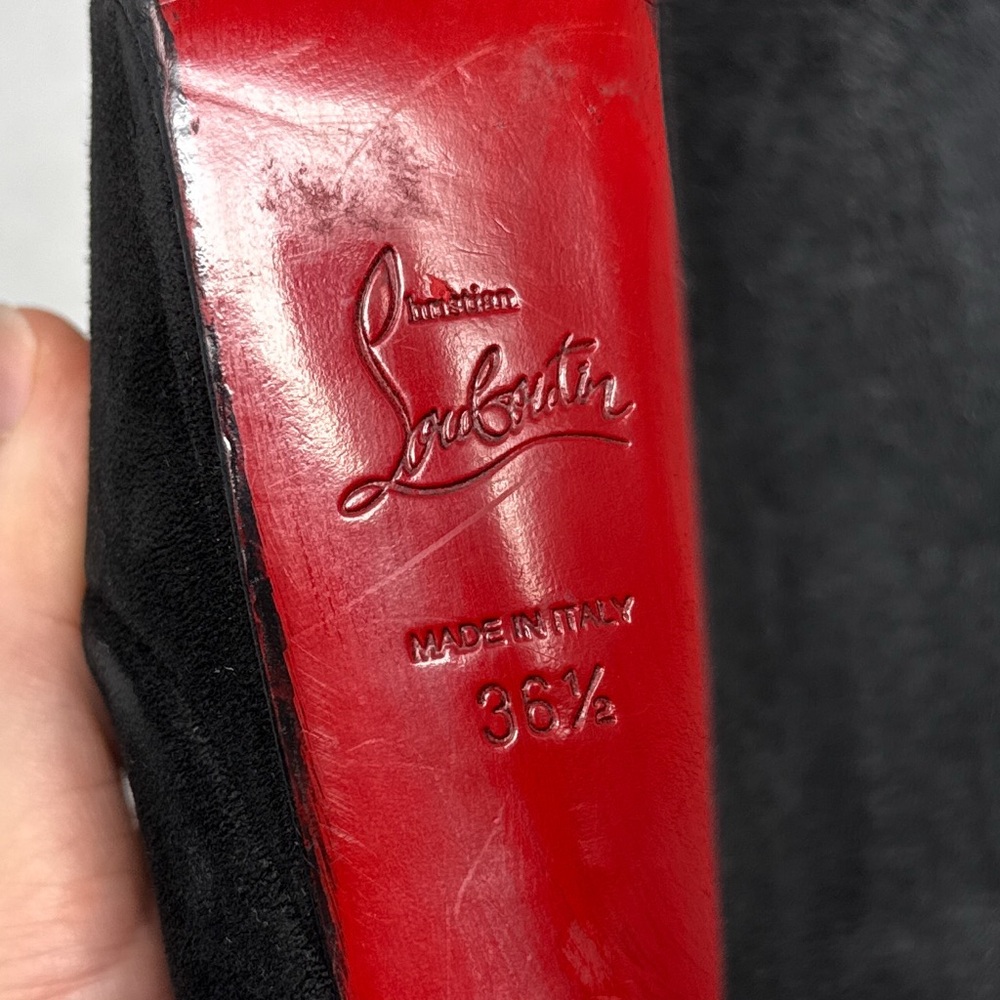 Christian Louboutin Fierce 160 Suede Sky High Platform Ankle Boots Black 36.5 - Picture 12 of 15